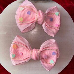 Set of 2- Mini Bows (Heart Designs)